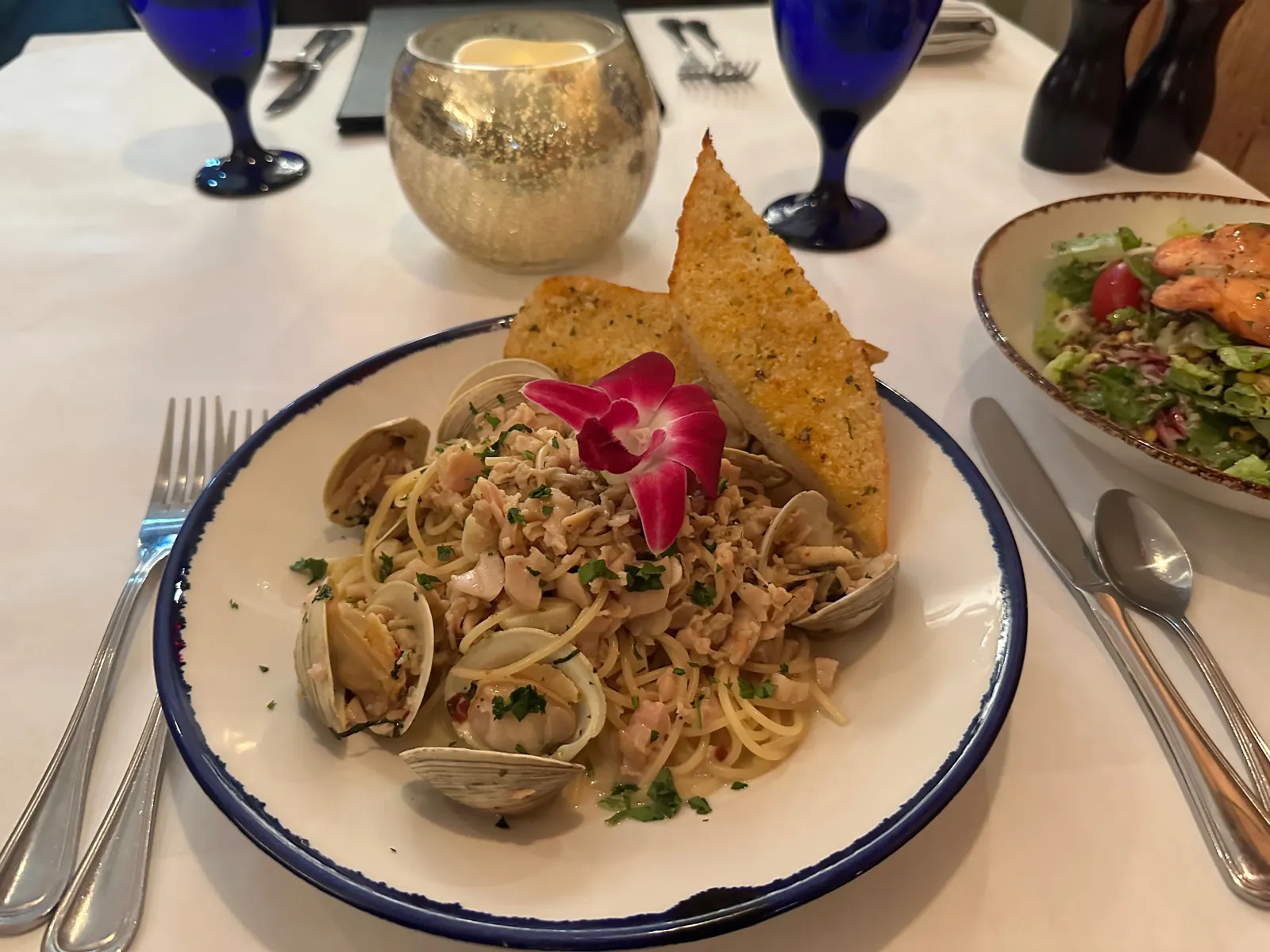 A pasta dish with clams